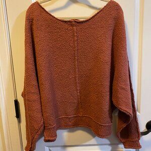 We The Free People Boucle Cotton Thick Dolman Sleeve Oversized Sweater